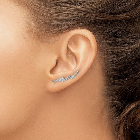 White Gold Diamond Lightning Ear Climber